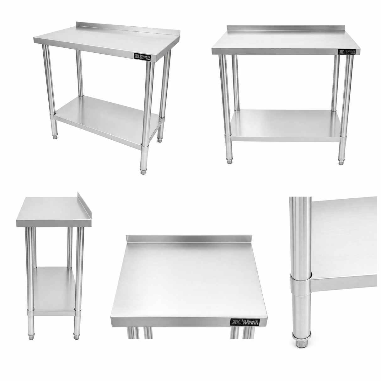 800(L) x450(D) x900(H) Premium Range 1.2mm SS304 Heavy Duty Top Stainless Steel Benches EZ Stainless Pty Ltd