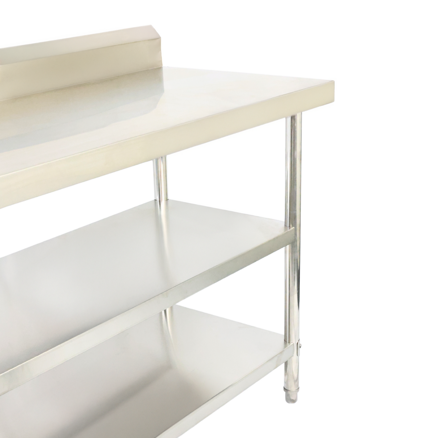 1800(L) x600(D) x900(H)+120(H) Splash back 3 Tier Stainless Steel Bench/ Worktable for Kitchen and Food Prep