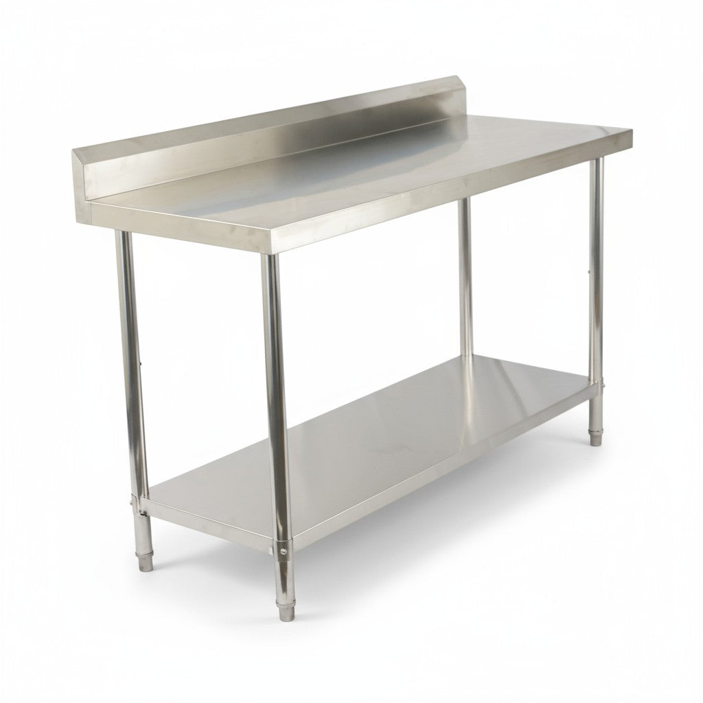 (BUDGET Range) 2000(L)x 600(D)x 900(H) Splash Back 2 TIER SS304 1.00mm Stainless Steel Bench/ Work Table EZ Stainless Pty Ltd