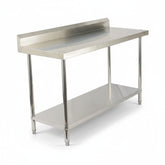 (BUDGET Range) 1500(L)x 600(D)x 900(H) Splash Back 2 TIER SS304 1.00mm Stainless Steel Bench/ Work Table EZ Stainless Pty Ltd