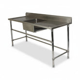 Single Centre Sink with 120mm Splash Back 1800(L) x 600(D) x 900(H) EZ Stainless Pty Ltd