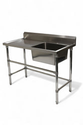 Single Right Sink with 120mm Splash Back 1200(L) x 700(D) x 900(H) EZ Stainless Pty Ltd