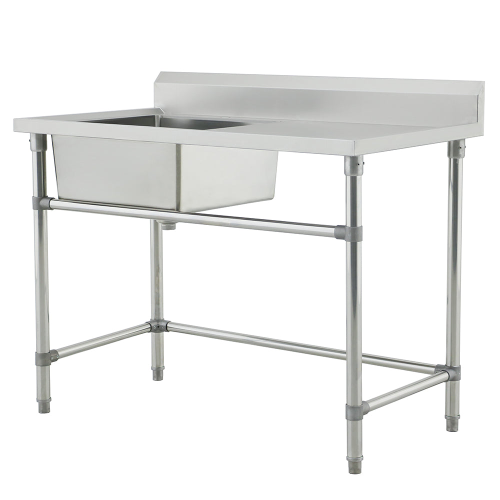 Single Left Sink with 120mm Splash Back 1200(L) x 700(D) x 900(H) EZ Stainless Pty Ltd