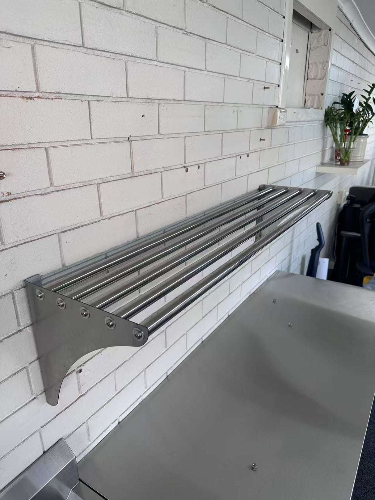 1500(L) x300(D) x340(H) Wall Mounted Stainless steel pipe shelf EZ Stainless Pty Ltd