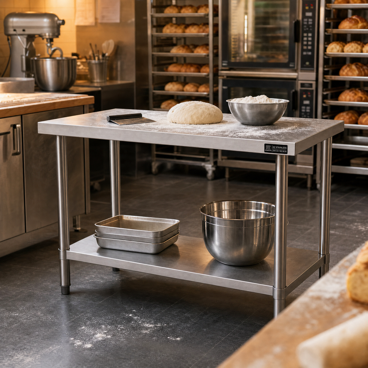 1500 x600 x900 Premium Range 1.2mm SS304 Heavy Duty Top Stainless Steel Benches EZ Stainless Pty Ltd