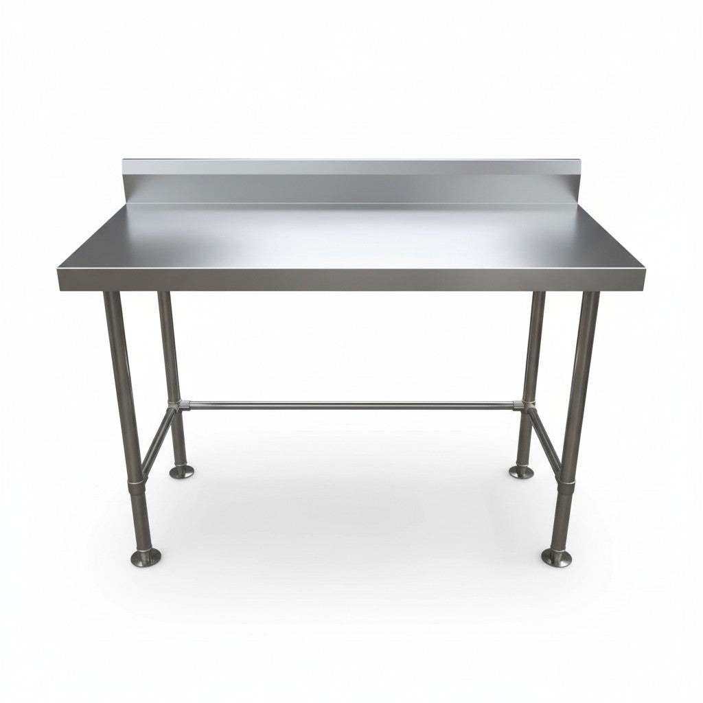 Single Tier Bench For Under Fridge with splash back, With reinforcement system + Screw down feet (4 Sizes) EZ Stainless Pty Ltd