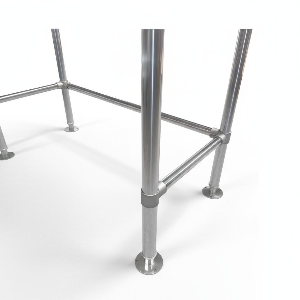 Single Tier Bench For Under Fridge with splash back, With reinforcement system + Screw down feet (4 Sizes) EZ Stainless Pty Ltd