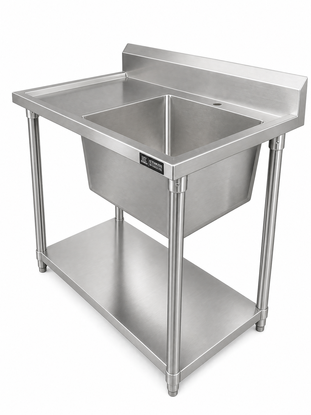 1000x600x900 Stainless Steel Food Prep Sink. (RIGHT) Bowl Size: 510x490x300 - 1.2mm thick