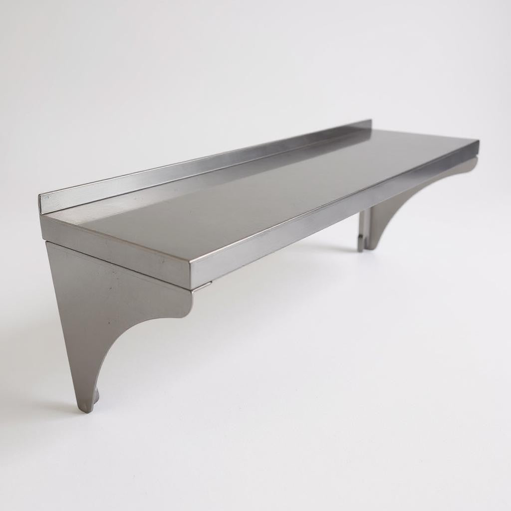 Wall Mounted Shelf - SOLID SHELF 1800(L) x 300(D) with splash back EZ Stainless Pty Ltd