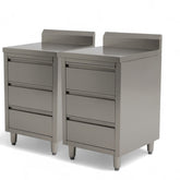 Stainless Steel Cabinet with THREE Pull Out Drawers with splash back (Set of 2) EZ Stainless Pty Ltd