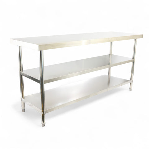 2000(L) x600(D) x900(H) 3 Tier Stainless Steel (FLAT) Bench/ Worktable for Kitchen and Food Prep EZ Stainless