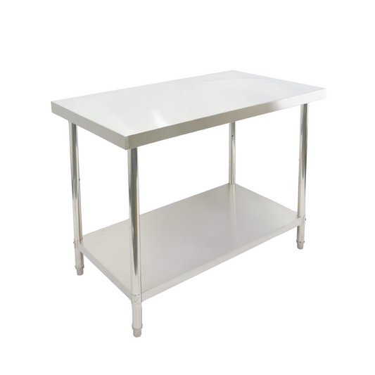 1000(L) x600(D) x900(H) 2 Tier Stainless Steel (FLAT) Bench/ Worktable for Kitchen and Food Prep
