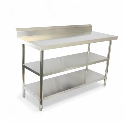 2000(L) x700(D) x900(H)+120(H) Splash back 3 Tier Stainless Steel Bench/ Worktable for Kitchen and Food Prep EZ Stainless