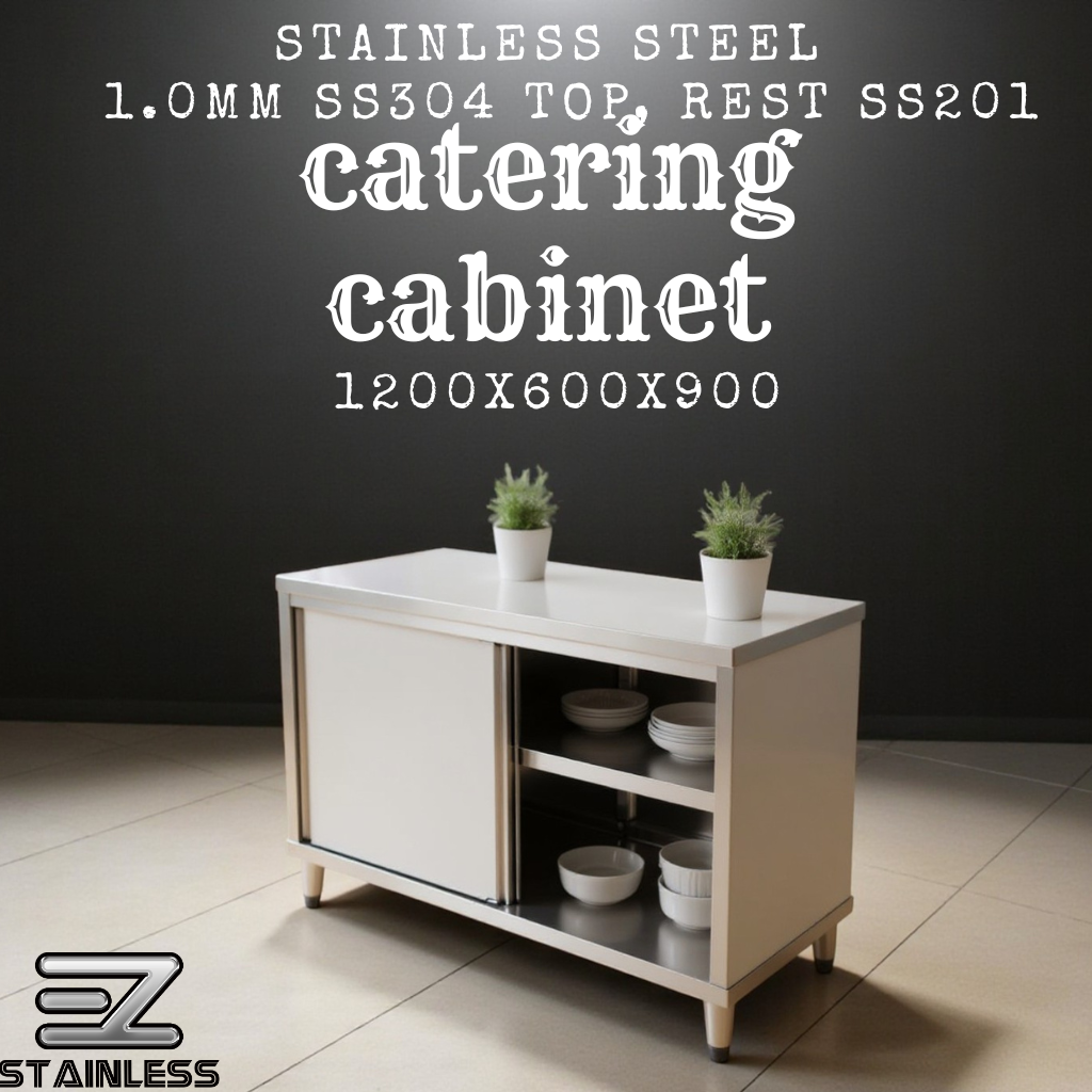 Slide Door Cabinet With Bench Top 1200(L) x 600(D) x 900(H) EZ Stainless Pty Ltd