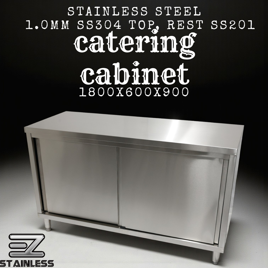 Slide Door Cabinet With Bench Top 1800(L) x 600(D) x 900(H) EZ Stainless Pty Ltd