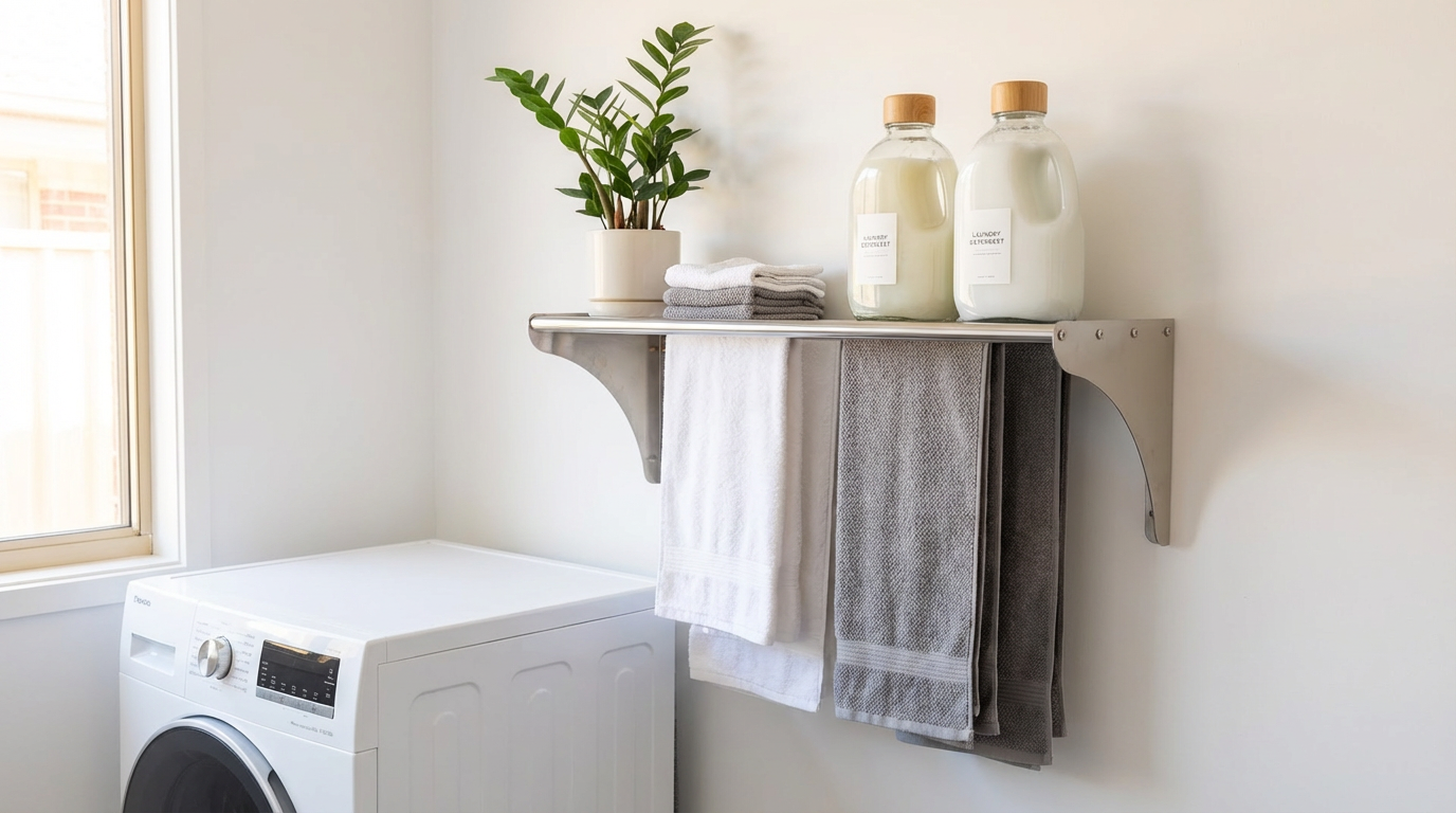 1500(L) x300(D) x340(H) Wall Mounted Stainless steel pipe shelf EZ Stainless Pty Ltd