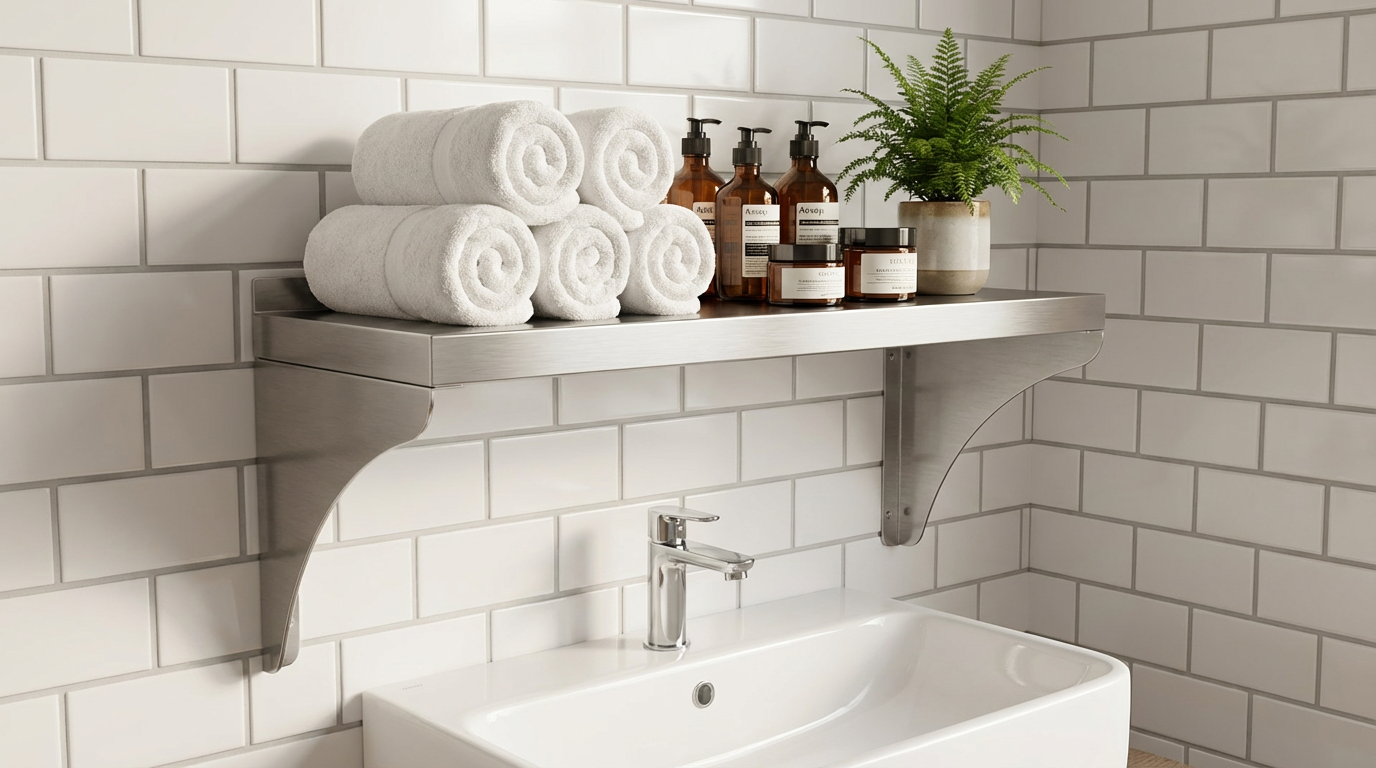 1500(L) x300(D) x340(H) Wall Mounted Stainless steel pipe shelf EZ Stainless Pty Ltd