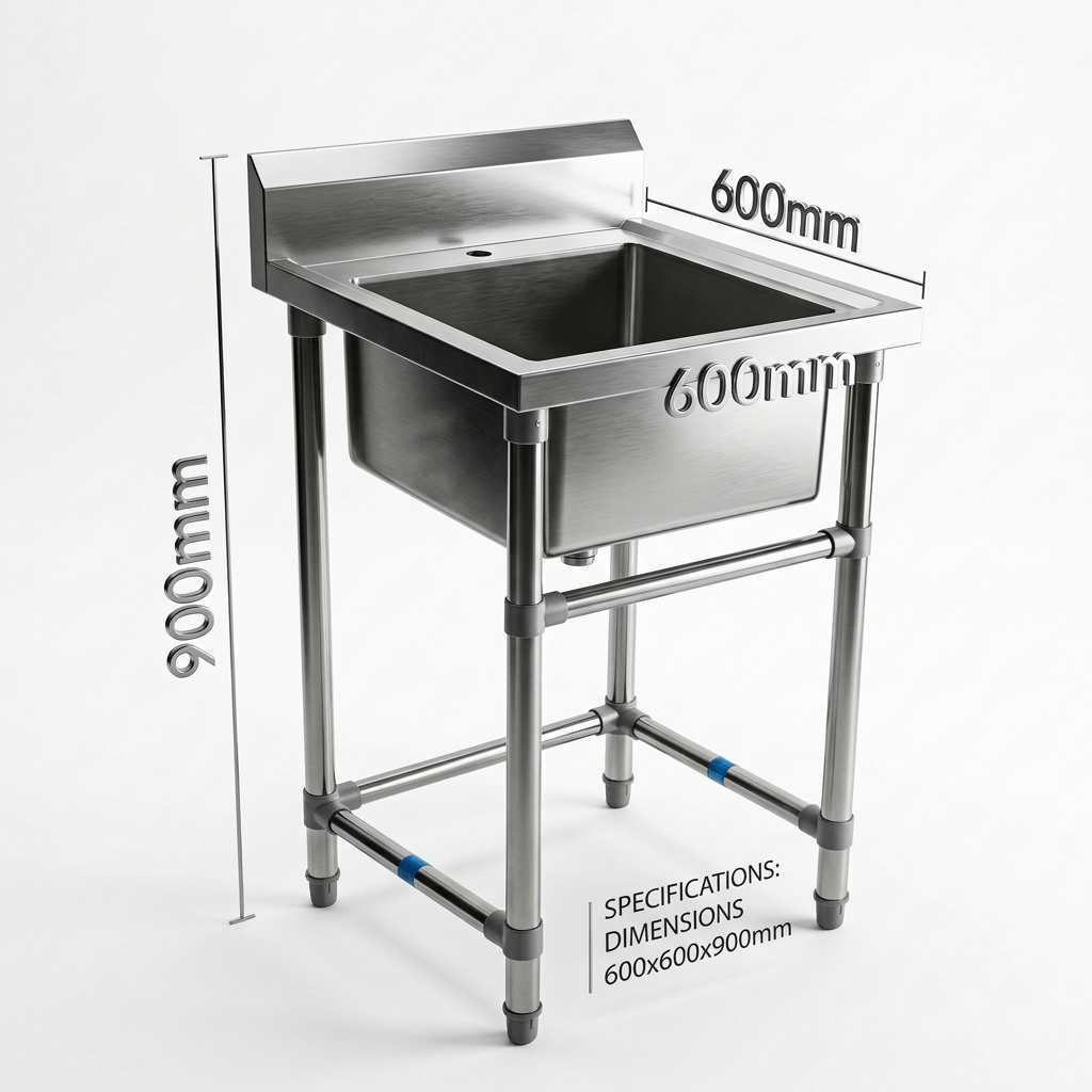 Commercial Stainless Steel Single Sink 600w x 600d x 900h mm EZ Stainless Pty Ltd