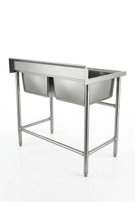 Commercial Stainless Steel Double Sink 1200w x 600d x 900h mm EZ Stainless Pty Ltd
