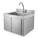 Wall Mount Knee Operate Basin Hand Wash Sink. 430(L) x380(D) x290(H) Hospital, WorkShop, Commercial Kitchen. EZ Stainless Pty Ltd