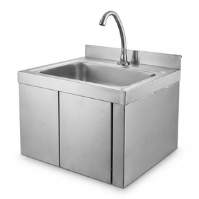 Wall Mount Knee Operate Basin Hand Wash Sink. 430(L) x380(D) x290(H) Hospital, WorkShop, Commercial Kitchen. EZ Stainless Pty Ltd