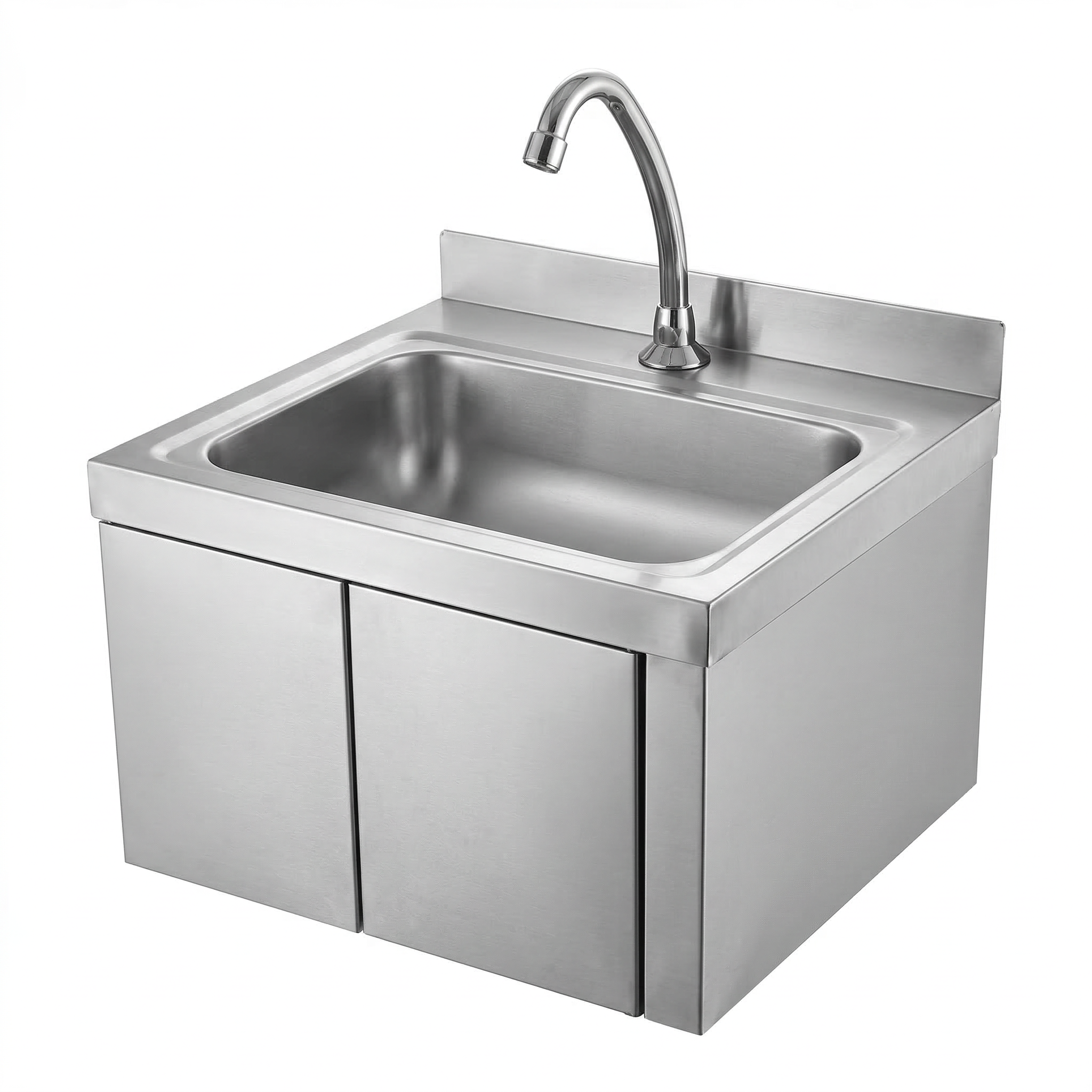 Wall Mount Knee Operate Basin Hand Wash Sink. 430(L) x380(D) x290(H) Hospital, WorkShop, Commercial Kitchen. EZ Stainless Pty Ltd