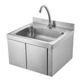 Wall Mount Knee Operate Basin Hand Wash Sink. 430(L) x380(D) x290(H) Hospital, WorkShop, Commercial Kitchen. EZ Stainless Pty Ltd