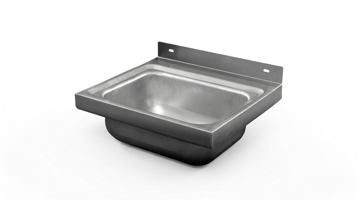 Wall Mount Basin Hand Wash Sink. 430(L) x380(D) x200(H) Hospital, WorkShop, Commercial Kitchen. EZ Stainless Pty Ltd