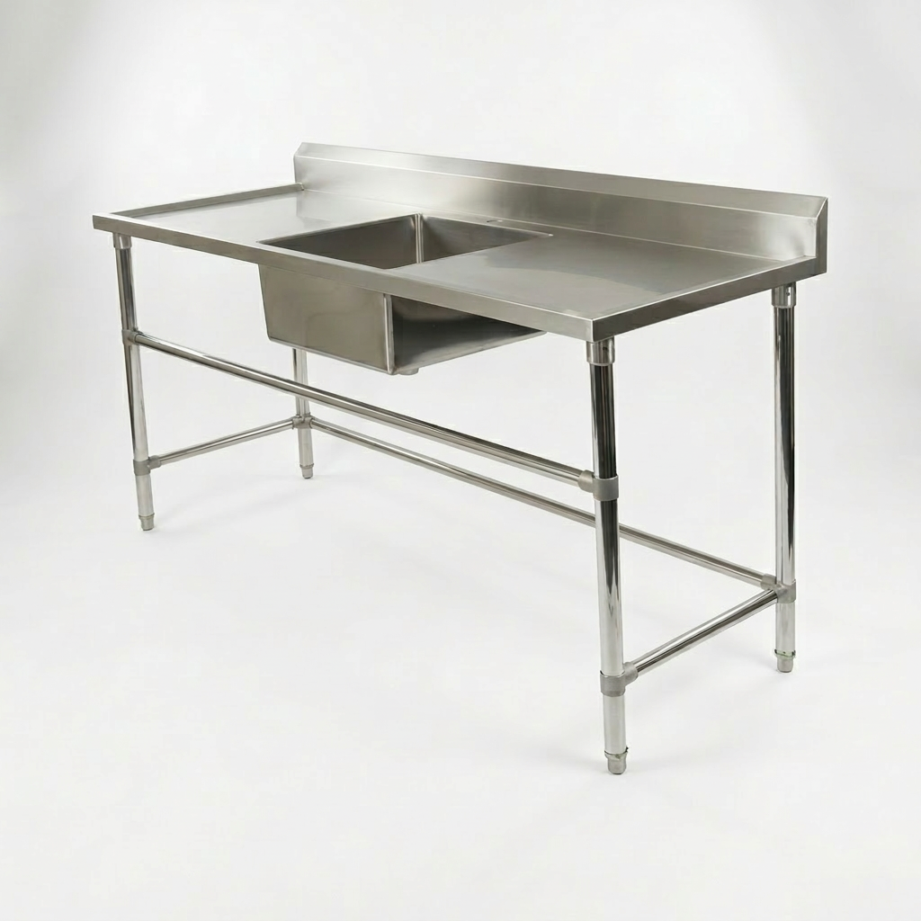 Commercial Stainless Steel Single Sink 1800w x 600d x 900h mm (Sink in the middle) EZ Stainless Pty Ltd