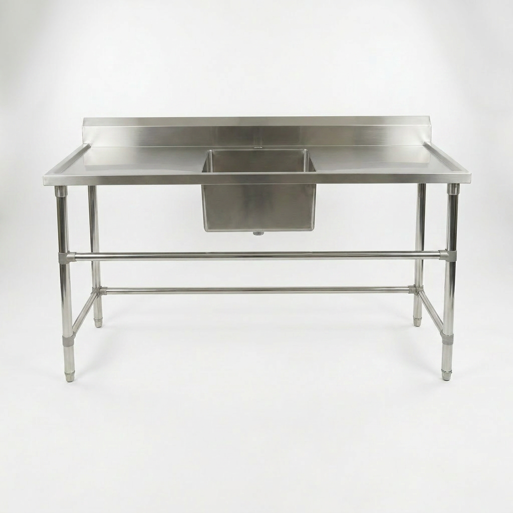 Commercial Stainless Steel Single Sink 1800w x 600d x 900h mm (Sink in the middle) EZ Stainless Pty Ltd