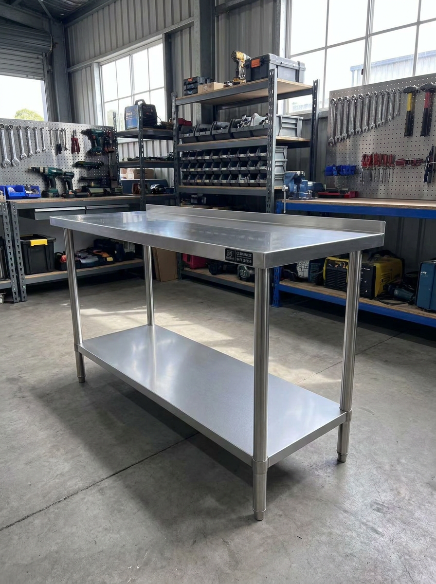 1500(L) x450(D) x900(H) Premium Range 1.2mm SS304 Heavy Duty Top Stainless Steel Benches EZ Stainless Pty Ltd