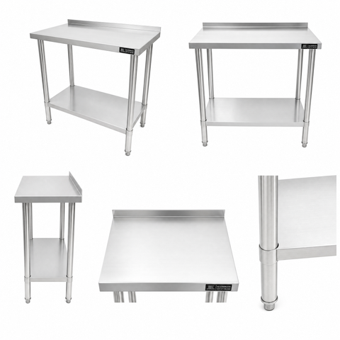 800(L) x450(D) x900(H) Premium Range 1.2mm SS304 Heavy Duty Top Stainless Steel Benches