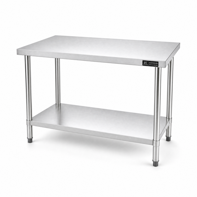 1200 x700 x900 Premium Range 1.2mm SS304 Heavy Duty Top Stainless Steel Benches EZ Stainless Pty Ltd