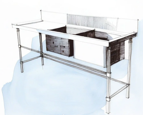 Double Right Sink with 120mm Splash Back 1800(L) x 600(D) x 900(H) EZ Stainless Pty Ltd