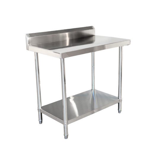 1200(L) x600(D) x900(H)+120(H) Splash back 2 Tier Stainless Steel Bench/ Worktable for Kitchen and Food Prep