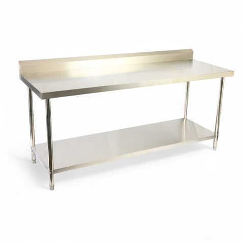 2000(L) x700(D) x900(H)+120(H) Splash back 2 Tier Stainless Steel Bench/ Worktable for Kitchen and Food Prep EZ Stainless