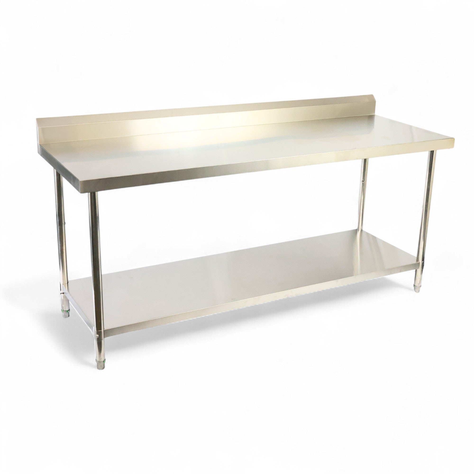 2000(L) x600(D) x900(H)+120(H) Splash back 2 Tier Stainless Steel Bench/ Worktable for Kitchen and Food Prep EZ Stainless