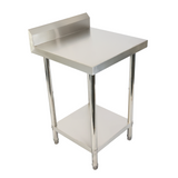 (BUDGET Range) 600(L)x 600(D)x 900(H) Splash Back 2 TIER SS304 1.00mm Stainless Steel Bench/ Work Table EZ Stainless Pty Ltd