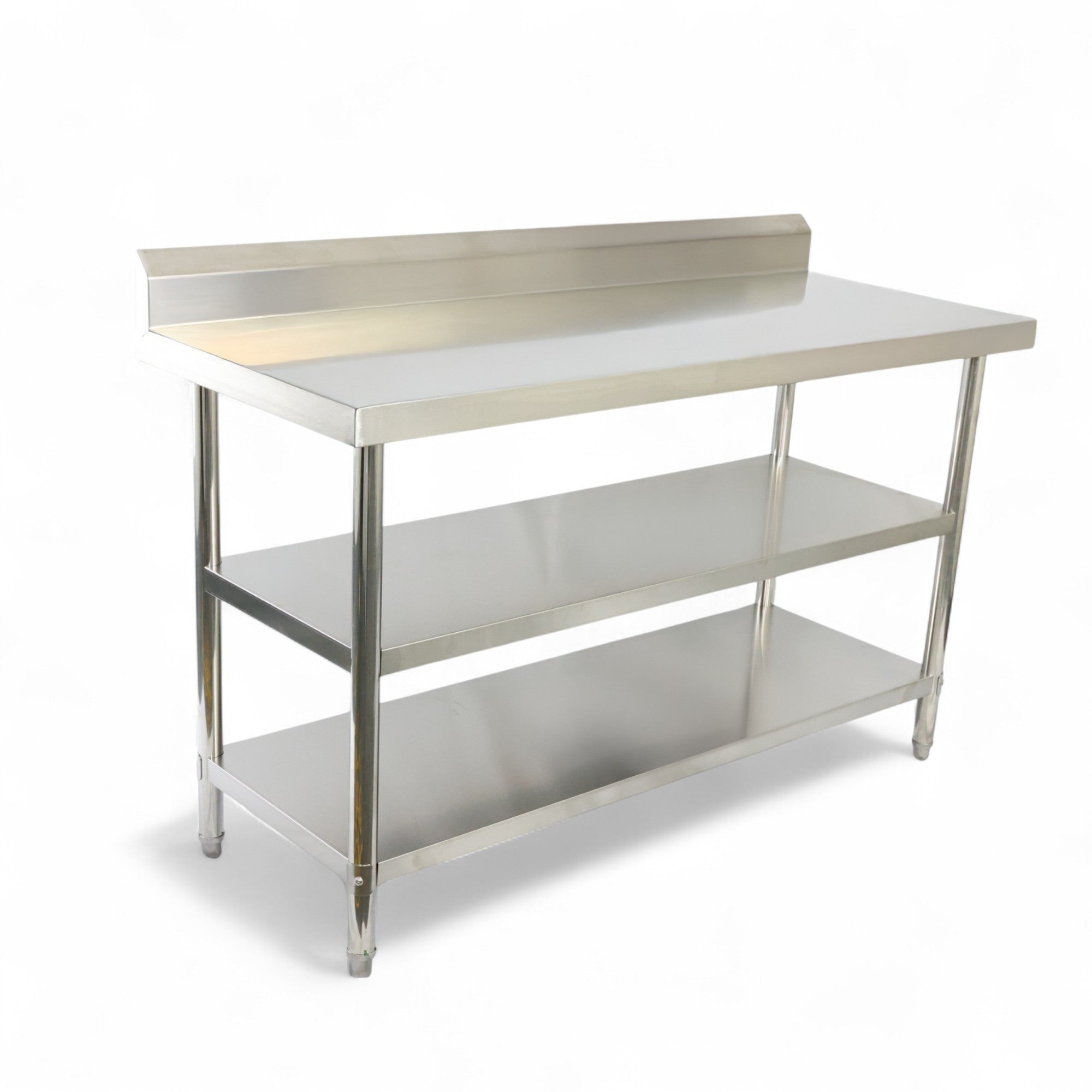 2000(L) x600(D) x900(H)+120(H) Splash back 3 Tier Stainless Steel Bench/ Worktable for Kitchen and Food Prep EZ Stainless