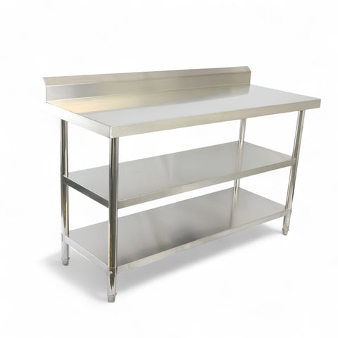 2000(L) x600(D) x900(H)+120(H) Splash back 3 Tier Stainless Steel Bench/ Worktable for Kitchen and Food Prep EZ Stainless
