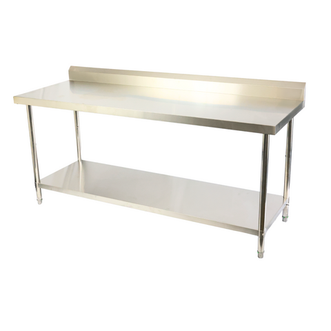 2000(L) x700(D) x900(H)+120(H) Splash back 2 Tier Stainless Steel Bench/ Worktable for Kitchen and Food Prep EZ Stainless