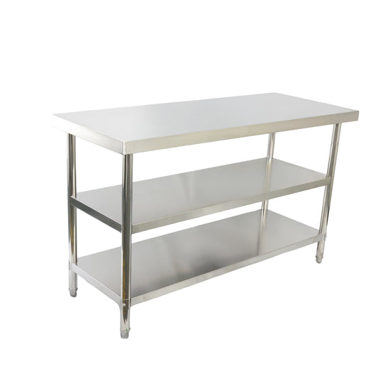 1500(L) x600(D) x900(H) 3 Tier Stainless Steel (FLAT) Bench/ Worktable for Kitchen and Food Prep