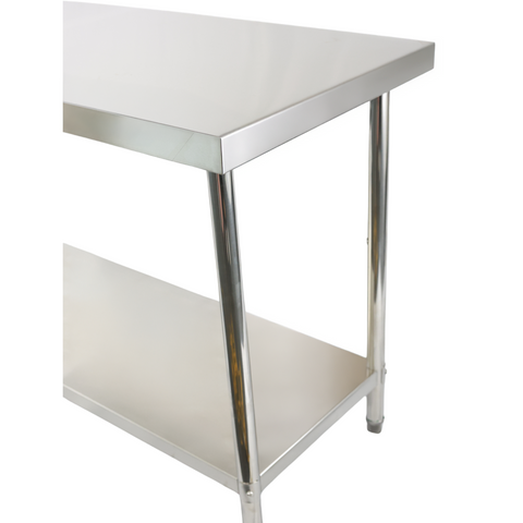 1800(L) x600(D) x900(H) 2 Tier Stainless Steel (FLAT) Bench/ Worktable for Kitchen and Food Prep