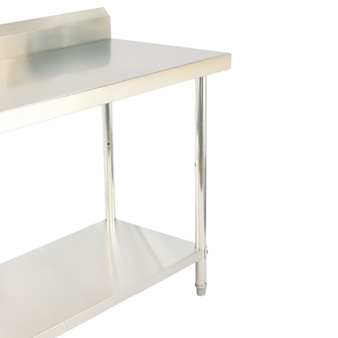 1500(L) x700(D) x900(H)+120(H) Splash back 2 Tier Stainless Steel Bench/ Worktable for Kitchen and Food Prep EZ Stainless