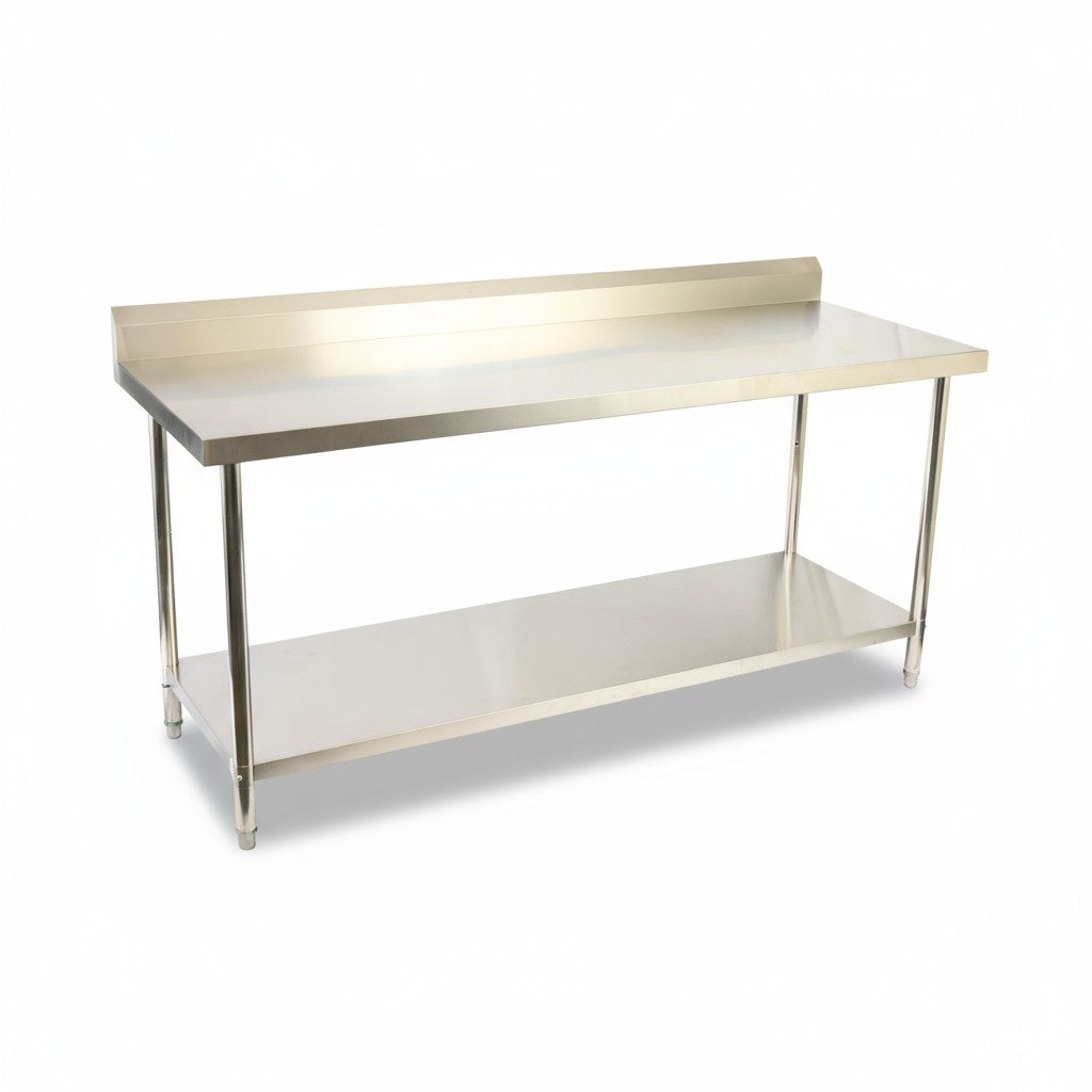 (ECON Range) 2000(L)x 600(D)x 900(H) Splash Back 2 TIER SS304 1.00mm Stainless Steel Bench/ Work Table
