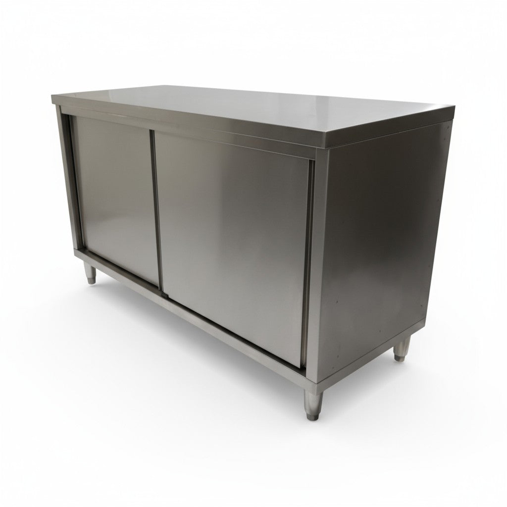Slide Door Cabinet With Bench Top 1800(L) x 600(D) x 900(H) EZ Stainless Pty Ltd