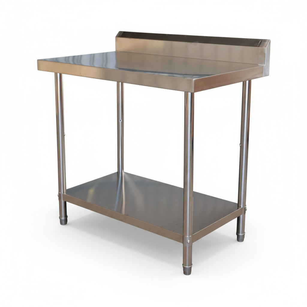 (BUDGET Range) 2000(L)x 600(D)x 900(H) Splash Back 2 TIER SS304 1.00mm Stainless Steel Bench/ Work Table EZ Stainless Pty Ltd