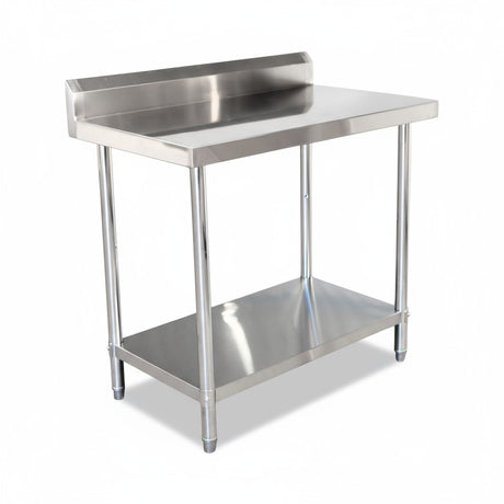 (BUDGET Range) 2000(L)x 600(D)x 900(H) Splash Back 2 TIER SS304 1.00mm Stainless Steel Bench/ Work Table EZ Stainless Pty Ltd