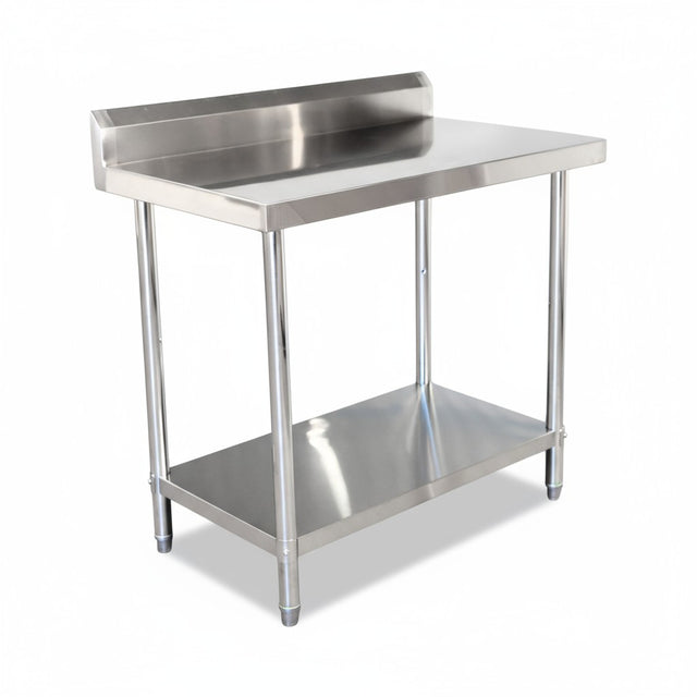 (BUDGET Range) 2000(L)x 600(D)x 900(H) Splash Back 2 TIER SS304 1.00mm Stainless Steel Bench/ Work Table EZ Stainless Pty Ltd
