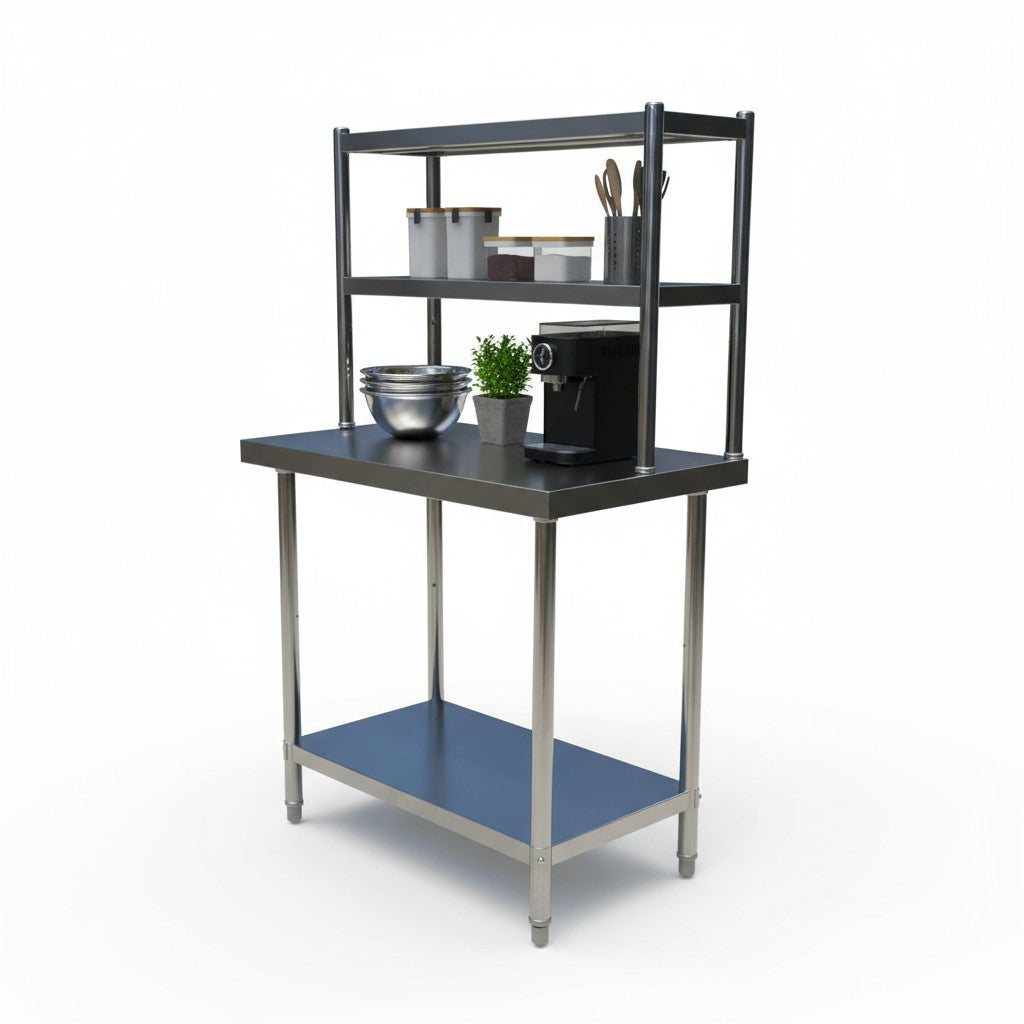 1200x600x900 + 1200x320x700 Combo Deal. Stainless steel bench with top shelf. EZ Stainless Pty Ltd